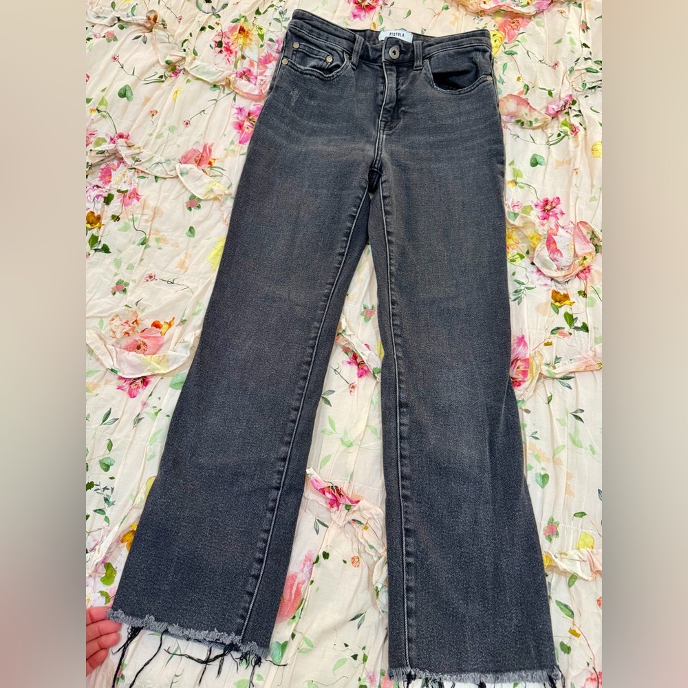 Pistola Black Distressed Straight Leg Jeans